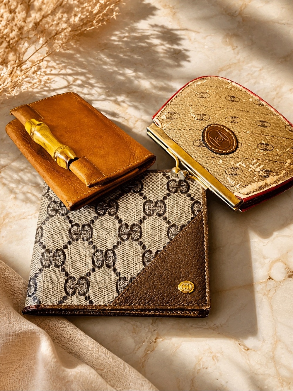 Trio of Vintage Gucci Small Leather Goods for Collectors or Lovers